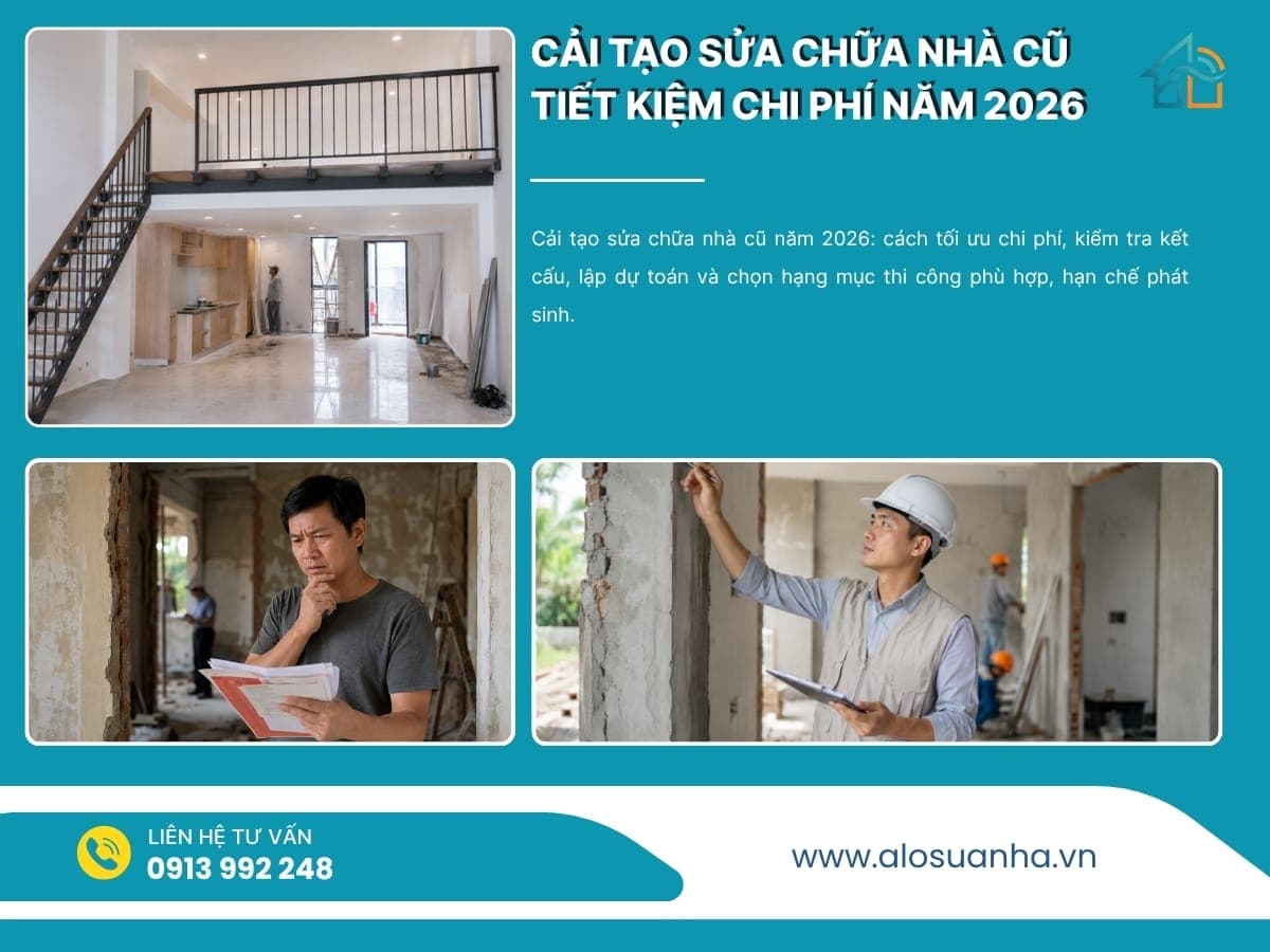 Ảnh minh họa bài viết: Cải tạo sửa chữa nhà cũ tiết kiệm chi phí năm 2026