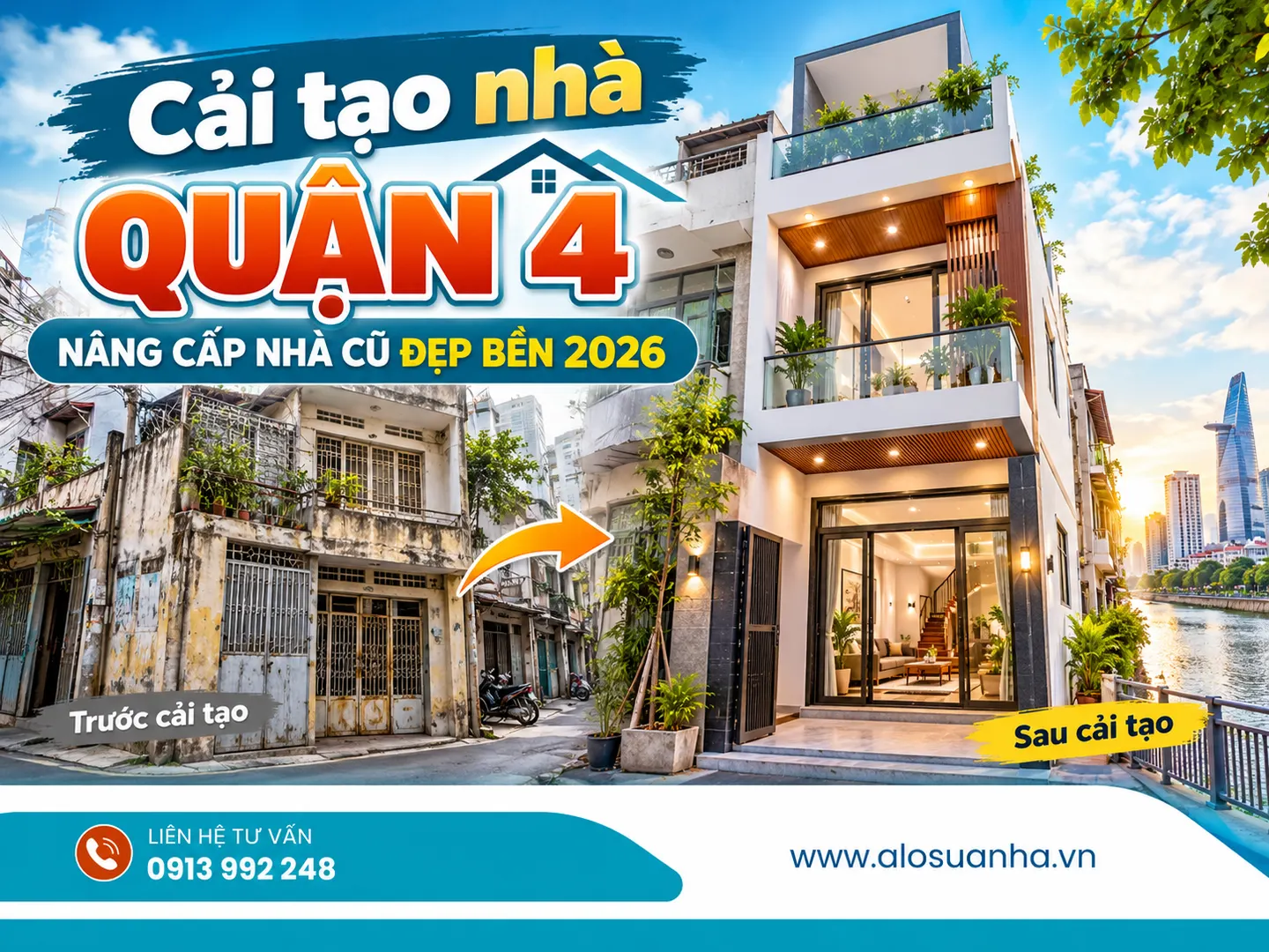 Ảnh minh họa bài viết: Cải tạo nhà quận 4 nâng cấp nhà cũ đẹp bền 2026