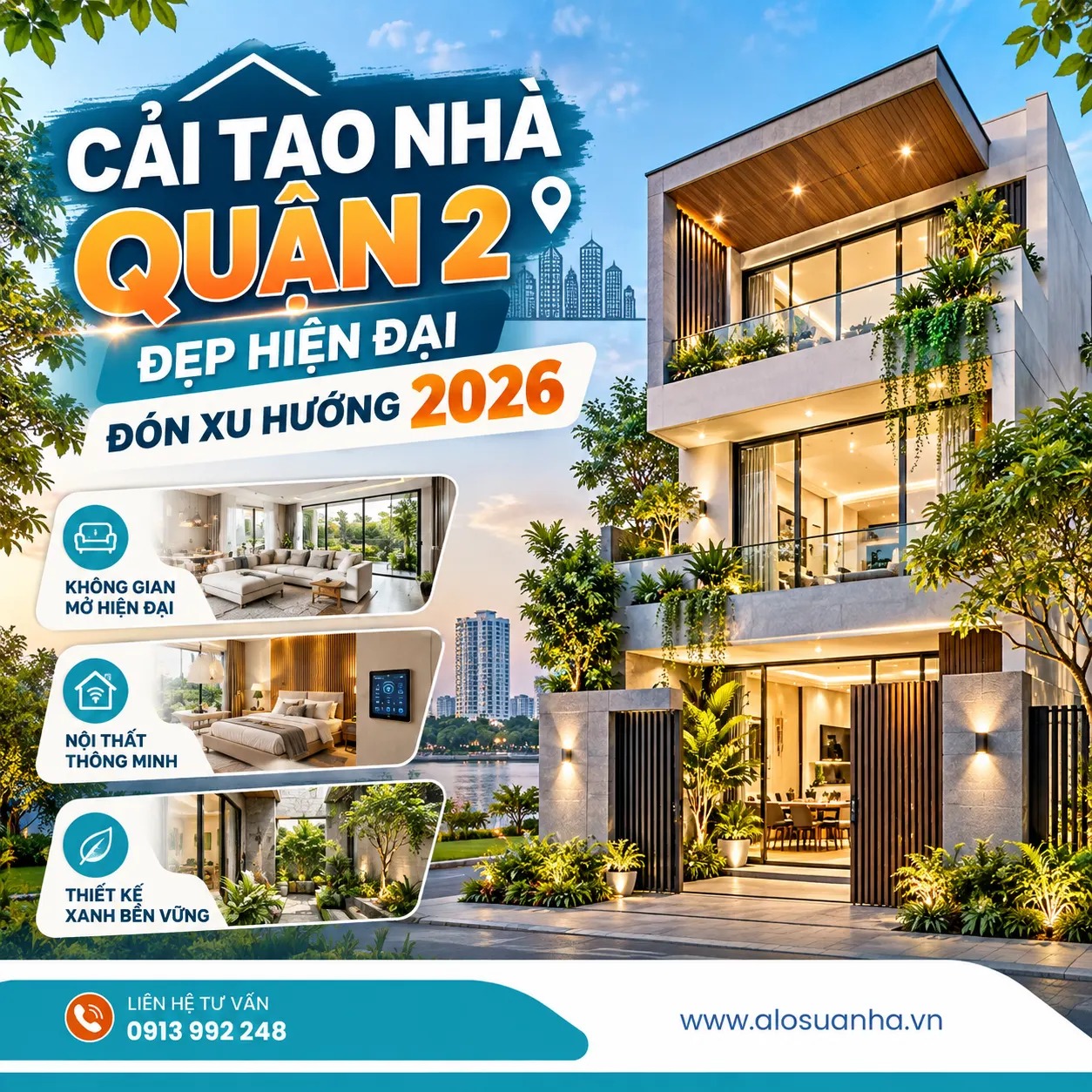 Ảnh minh họa bài viết: Cải tạo nhà quận 2 đẹp hiện đại đón xu hướng 2026